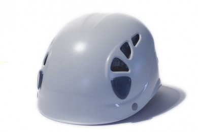 Grey climbing helmet